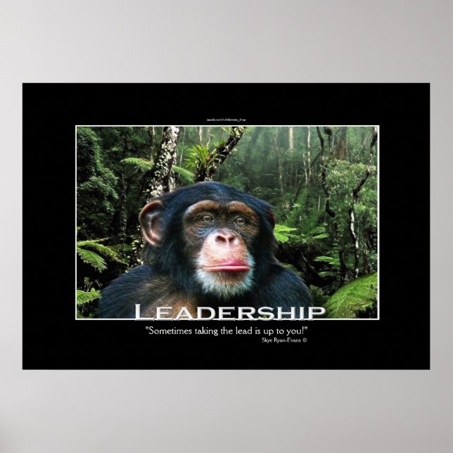 Poster de Arte Motivacional Chimpanzé LIDERSHIP (Frente)