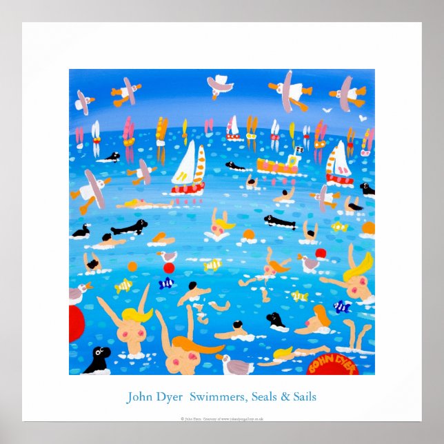 Poster de Arte: Nadadores, Selos e Velas. (Frente)