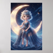 Poster de Arte Noite Estrelada da Fada da Lua