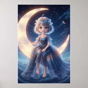 Poster de Arte Noite Estrelada da Fada da Lua