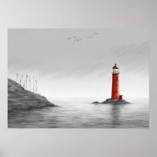 Pôster de Arte "O Farol Carmesim"