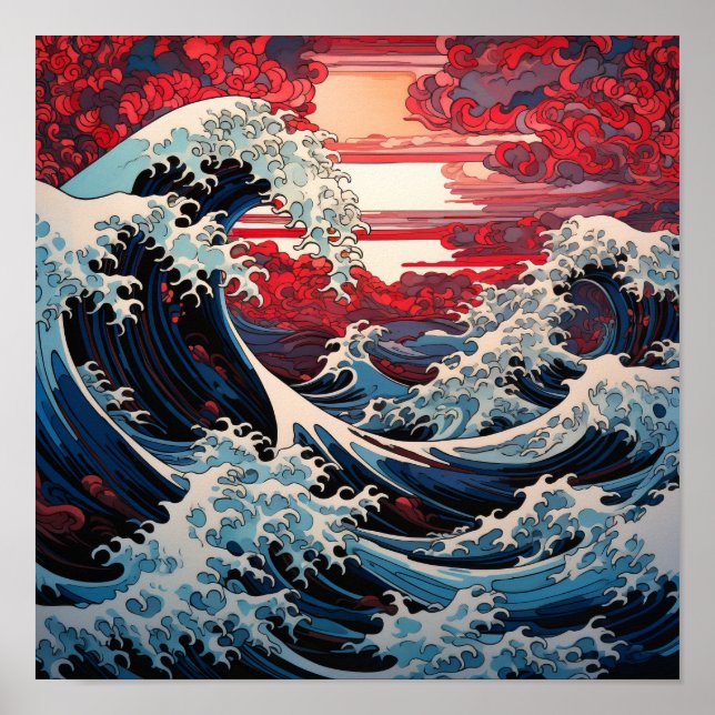 Poster de Arte Ondas Japonês - Serene Ocean Waves  (Frente)