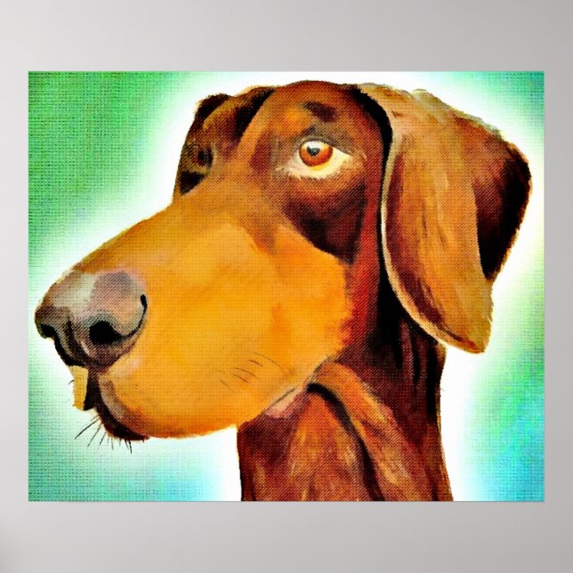 Poster de arte original do doberman vermelho orgul (Frente)
