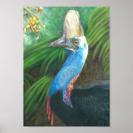 Poster de Arte Original Pintado Pela Mão Cassowary
