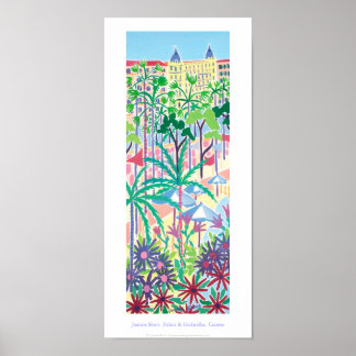 Poster de Arte: Palmas e Guarda-chuvas, Cannes Cor