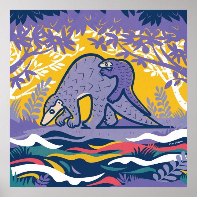 Poster de Arte Pangolina (Roxo) (Frente)