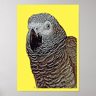 Poster de Arte Pop de Cinza de  Africana (Amarelo)