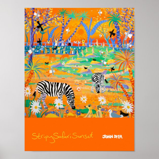 Poster de Arte: Stripy Safari Sunset no Zoo (Frente)