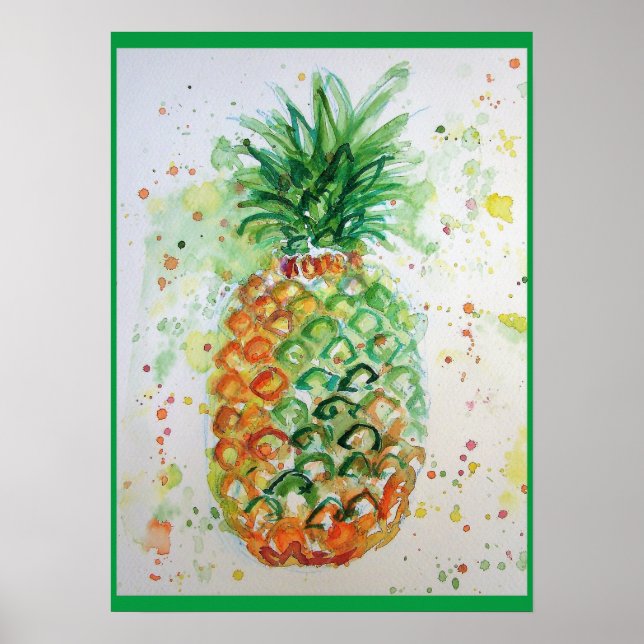 Poster de Arte Tropical de Fruta de ananás (Frente)