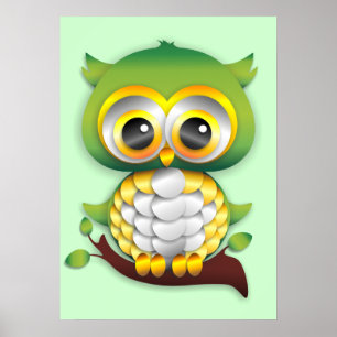 Poster de Artesanato de papel Baby Owl