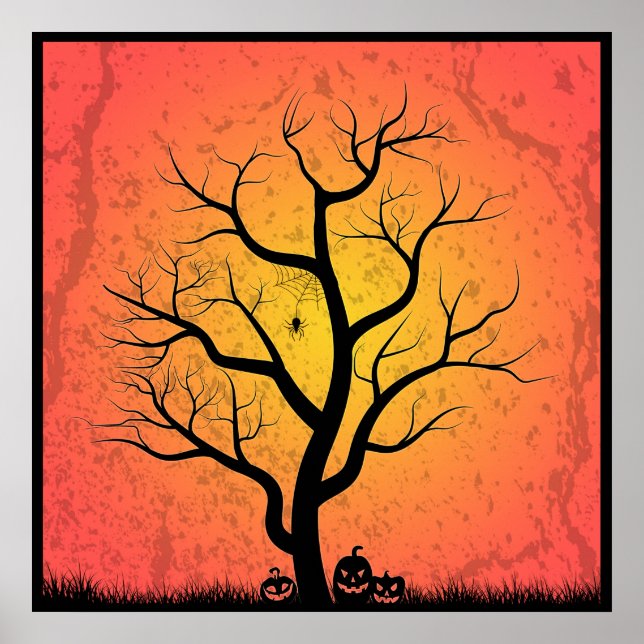 Poster de Árvore de Halloween Spooky (Frente)