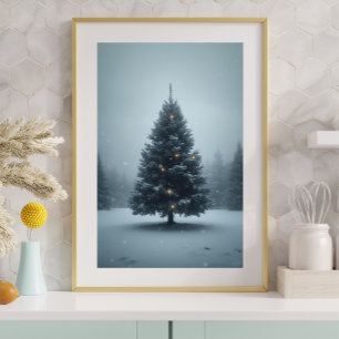 Pôster de Árvore de Natal na Neve — Paz de Inverno