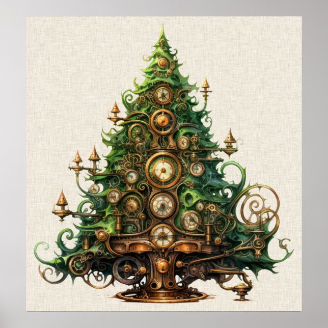 Poster de Árvore de Natal Steampunk (Frente)
