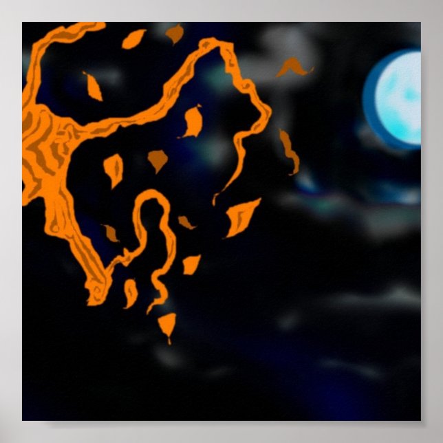 Poster de árvore e lua (Frente)