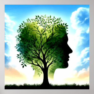 Poster de árvore no crânio humano (salvar mudança