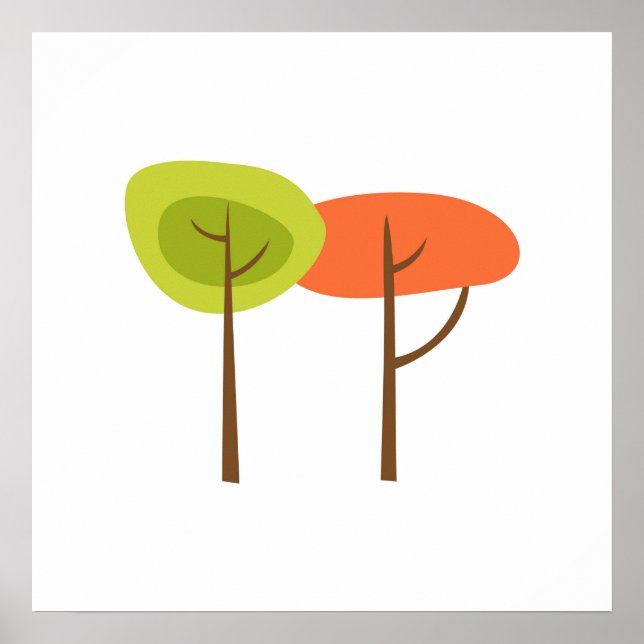Poster de Árvores Laranja Verdes Retrovisores (Frente)