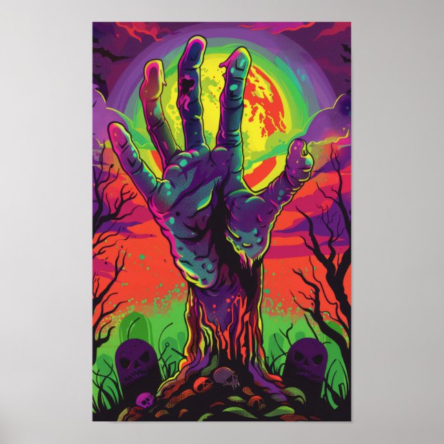 Poster de Ascensão de Mão Zombie Spooky (Frente)