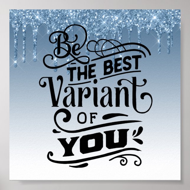 Poster de aspas inspiracionais com brilho azul (Frente)