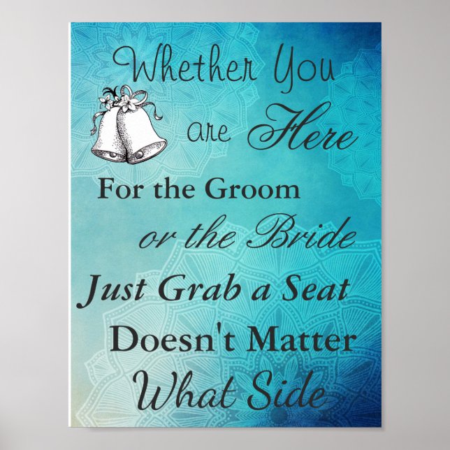 Poster de assento para casamento, Elegante Blue Ma (Frente)