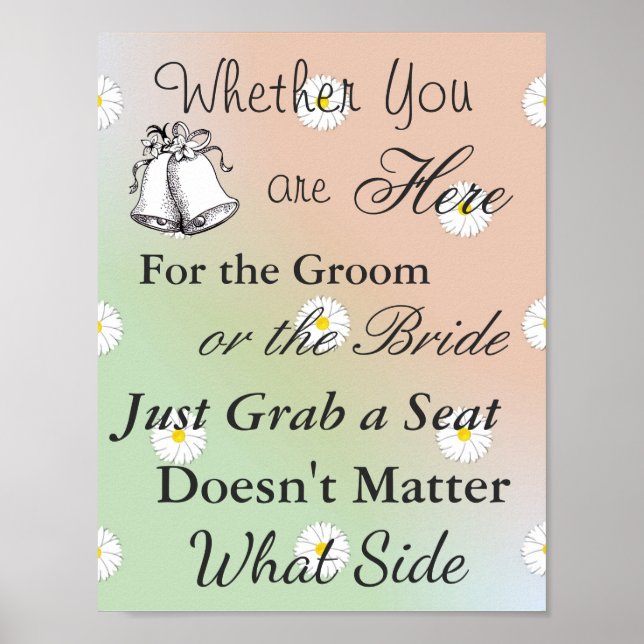 Poster de assento para casamento, Peach Green Dais (Frente)