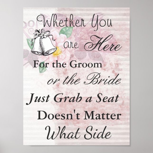 Poster de assento para casamento, Tema Floral Vint (Frente)