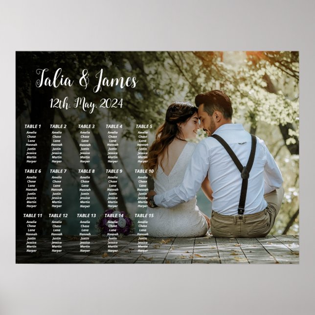 Poster de assentos de casamento com foto (Frente)