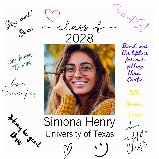 Poster de Assinatura de Convidado de Foto para Gra (Modern Graduation Photo Guest Signature Poster Example
)