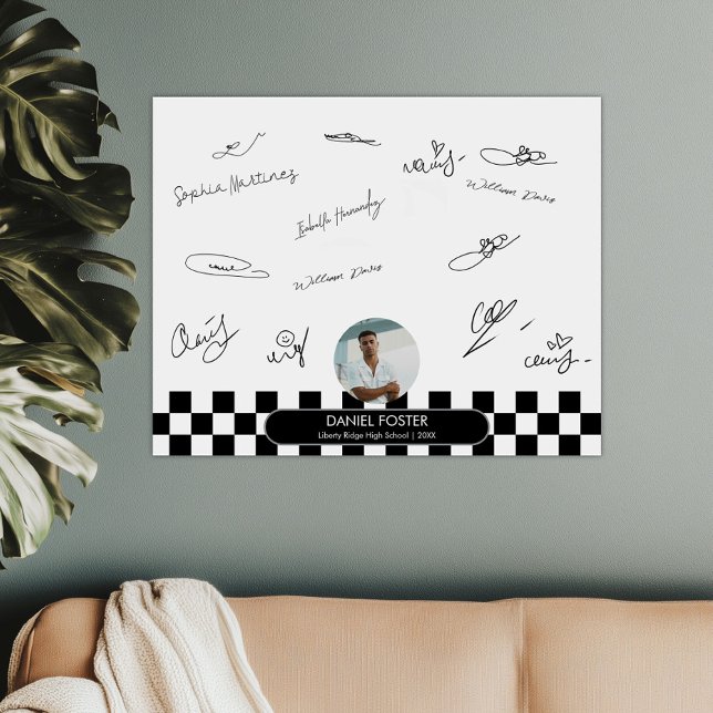 Poster de Assinatura de Graduação de Foto em Preto (Criador carregado)