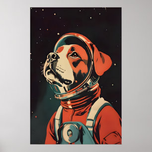 Poster de Astronauta Boxer, Impressão Retro Boxer,