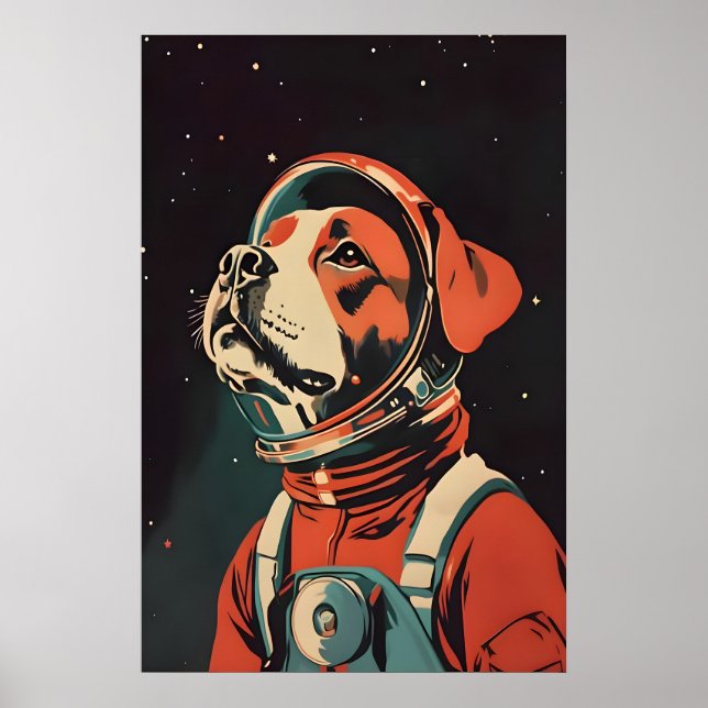 Poster de Astronauta Boxer, Impressão Retro Boxer, (Frente)
