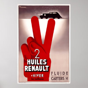 Pôster de Auto Antigo Huiles Renault Vintage