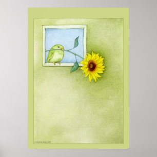 Poster de aves de girassol