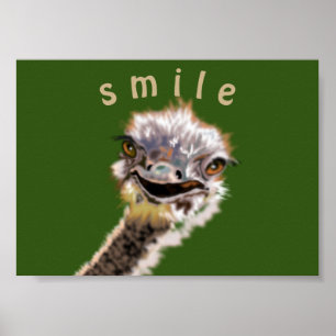 Poster de Avestruz Divertido - Sorriso - Sua Cor -