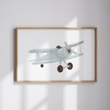 poster de avião de vintage com aquarela