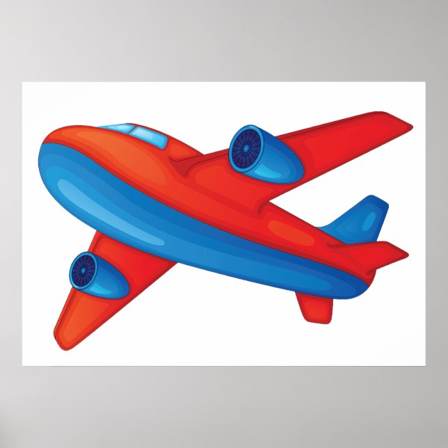 Poster de Avião Vermelho e Azul (Frente)