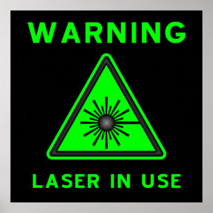 Poster de aviso de laser verde e preto
