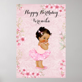 Poster de Bailarina Menina com Flores Rosa