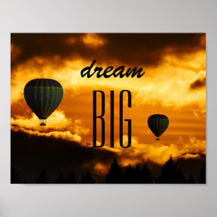 Poster de balão de ar quente "Dream Big" motivacio