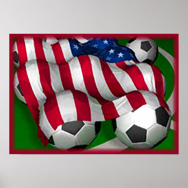 Poster de bandeira e futebol americano (Frente)