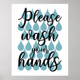 Poster de banheiro, por favor, lave suas mãos