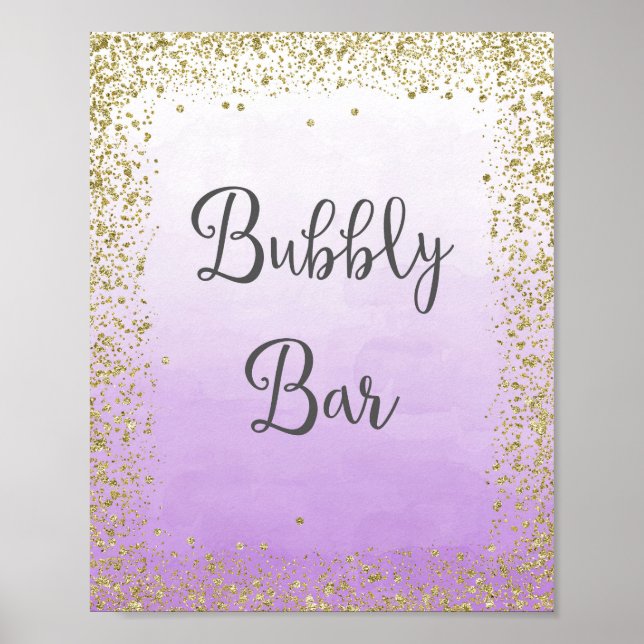 Poster de Bar de Casamento de Impressão de Bubbles (Frente)