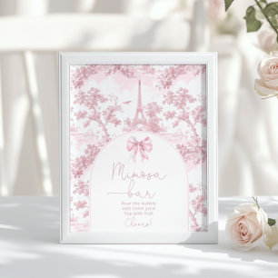 Pôster de bar Toile de Jouy Francês Arco Rosa Mimo