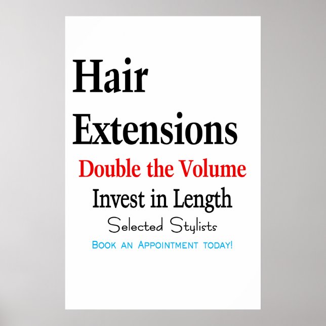 Pôster de Barbearia Salão Extensões de Cabelo Comp (Frente)