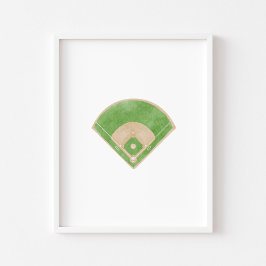 Poster de baseball com aquarela