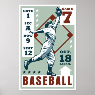 Poster de basebol retroativo