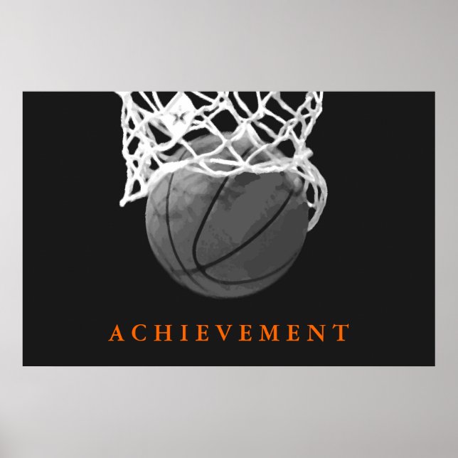 Poster de basquete Black White Achieved (Frente)