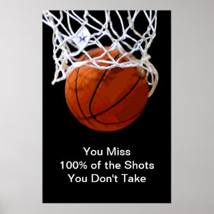 Poster de basquete de citação motivacional famosa