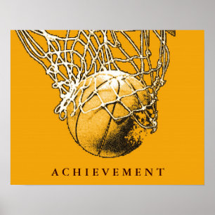 Poster de basquete desportivo de sucesso amarelo