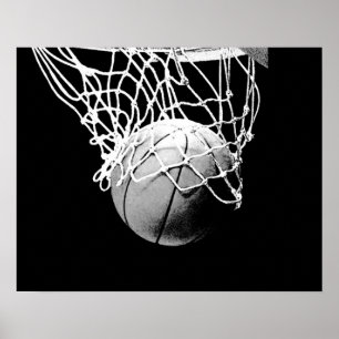 Poster de Basquete Pop Art Bola e Impressão de Red