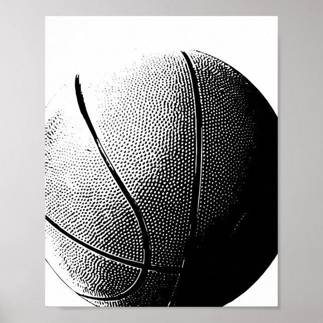 Poster de basquetebol Impressão Black White Sports (Frente)